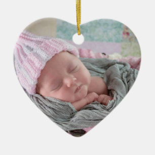 Personlig Baby Photo Rosa Snowflake Julgransprydnad Keramik