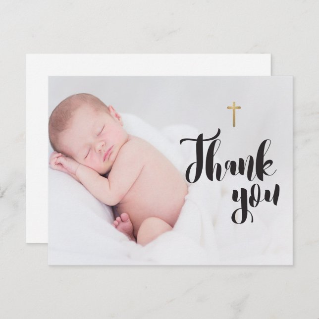 Personlig Baby Photo Tack för din baptism Kort (Fram/baksida)