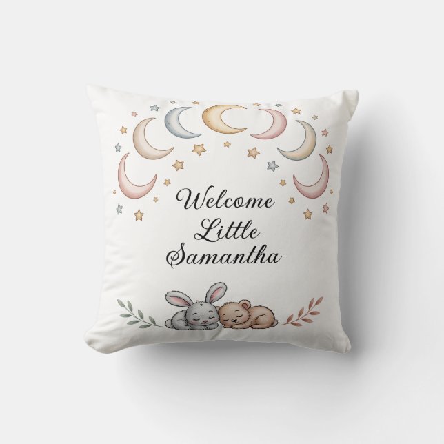 Personlig Baby Pillow - Bunny & Bear Kudde (Framsida)