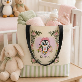 Personlig baby pingvin gul toteväska tygkasse