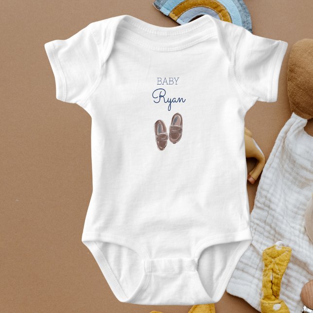 Personlig Baby Pojke Shoes Namn T Shirt (Skapare uppladdad)