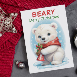 Personlig Baby Polar Bär jul Julkort