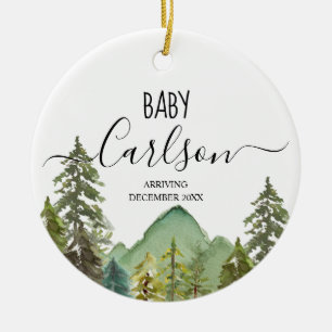 Personlig Baby Reveal Gravid Mountain Julgransprydnad Keramik