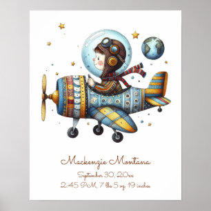 Personlig Baby Rum Artwork Child Flies Flygplan Poster