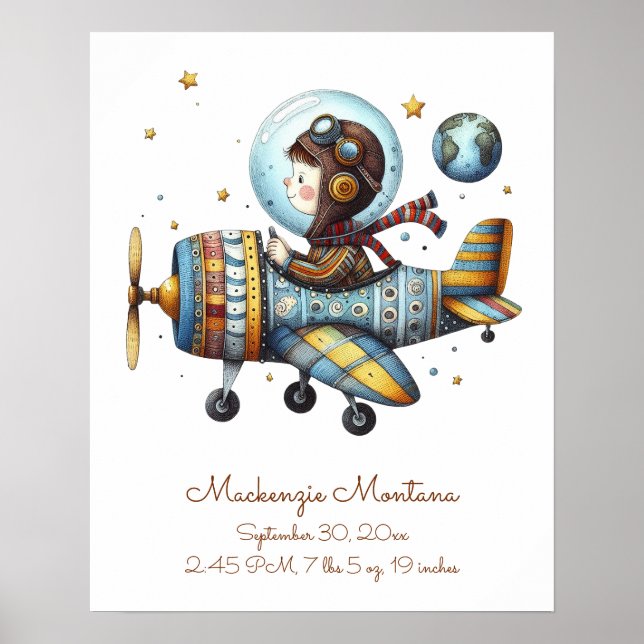 Personlig Baby Rum Artwork Child Flies Flygplan Poster (Framsidan)