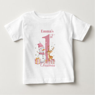 Personlig Baby:s första jul flickor T Shirt