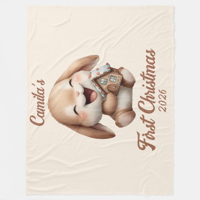 Personlig Baby:s första julbank Fleecefilt (Framsidan)