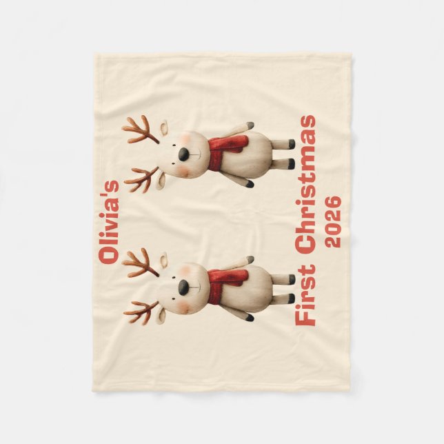 Personlig Baby:s första julprydnad Fleecefilt (Framsidan)
