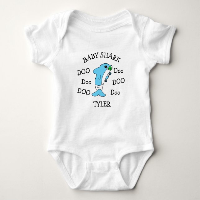 Personlig Baby Shark Baby T Shirt (Framsida)