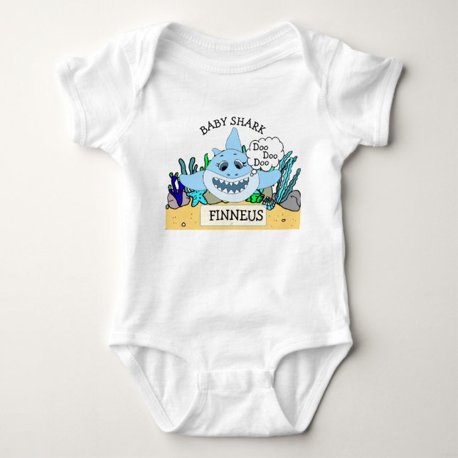 Personlig Baby Shark Baby T Shirt (Framsida)