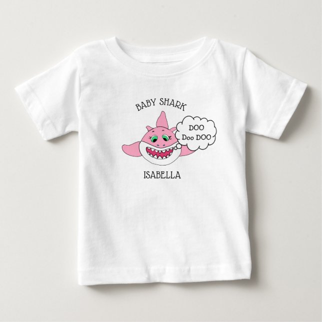 Personlig Baby Shark Baby T Shirt (Framsida)