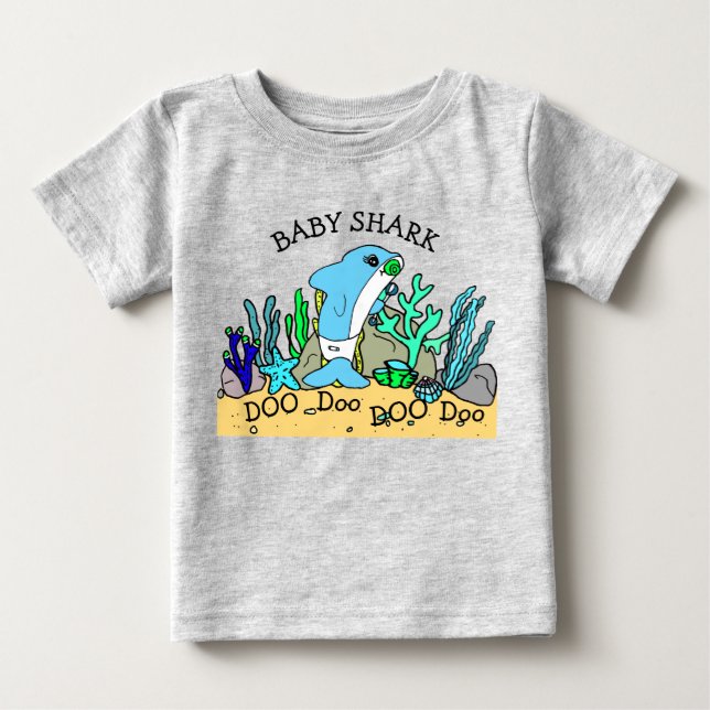 Personlig Baby Shark Baby T Shirt (Framsida)