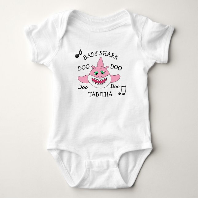Personlig Baby Shark Babyens T Shirt (Framsida)