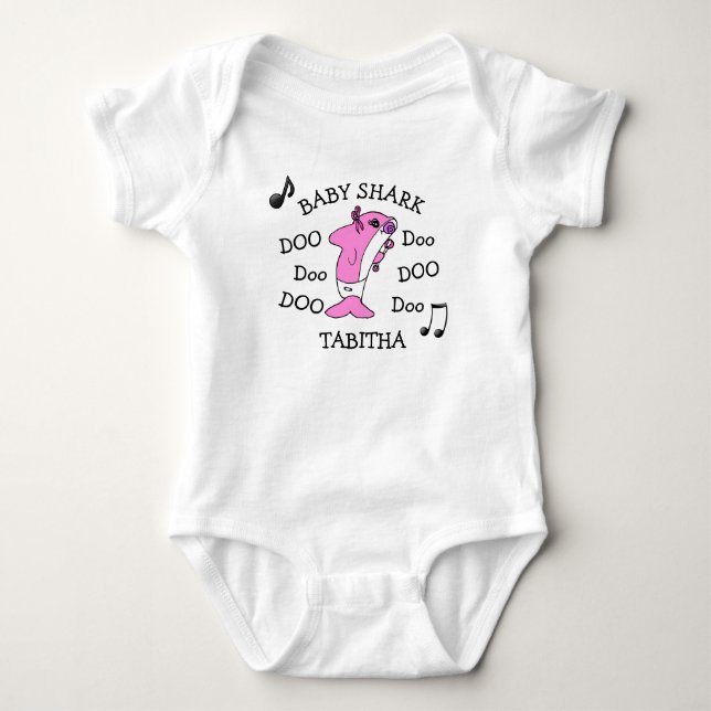 Personlig Baby Shark Baby's T Shirt (Framsida)