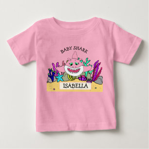 Personlig Baby Shark Bebis T Shirt
