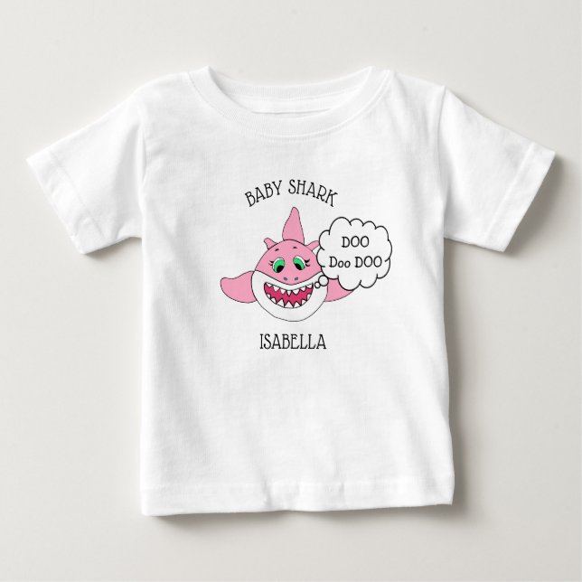 Personlig Baby Shark Bebisens T Shirt (Framsida)