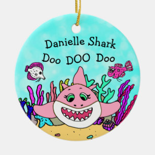 Personlig Baby Shark-familjens julprydnad Julgransprydnad Keramik