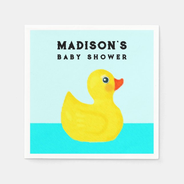 Personlig Baby Shower Cute Duckling Napkins Pappersservett (Framsidan)