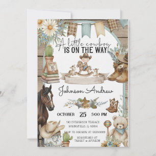 Personlig baby shower för en liten cowboypojke inbjudningar