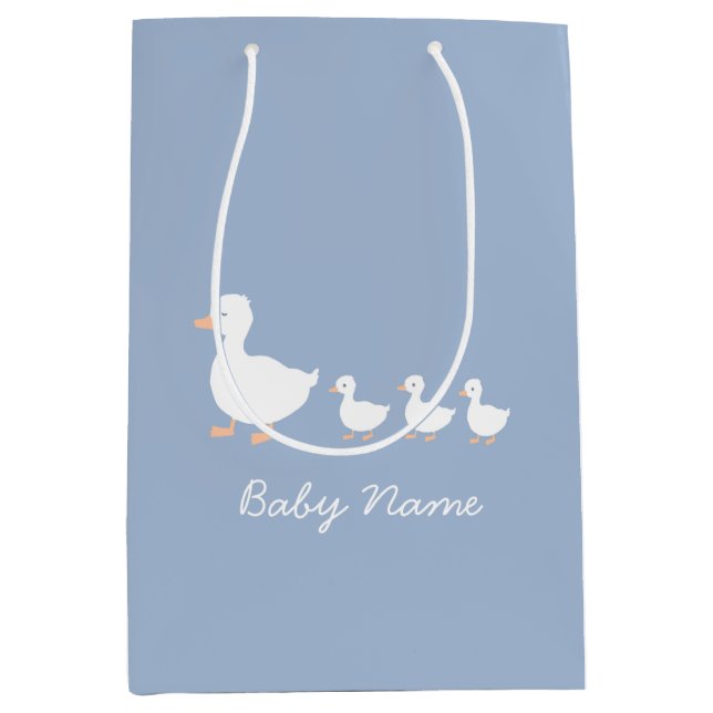 Personlig Baby Shower Gift Bag Blue Duckling (Framsidan)