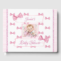 Personlig Baby Shower Guest Bok Rosa