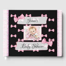 Personlig Baby Shower Guest Bok Rosa Black