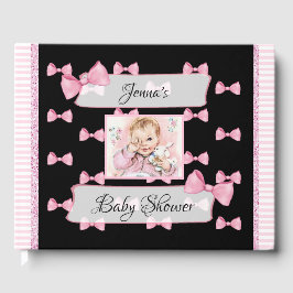 Personlig Baby Shower Guest Bok Rosa Black