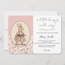 Personlig baby shower-inbjudan, Vintage kanin