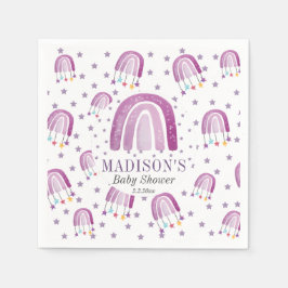 Personlig Baby Shower Lila Rainbow Pappersservett