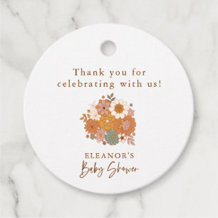 Personlig Baby Shower Retro Earthy Boho Blommigt Gåvor Etiketter