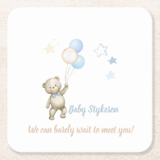 Personlig Baby Shower Underlägg Nalle Blue