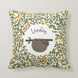 Personlig Baby Sloth Autumn Greenery Pillow Kudde