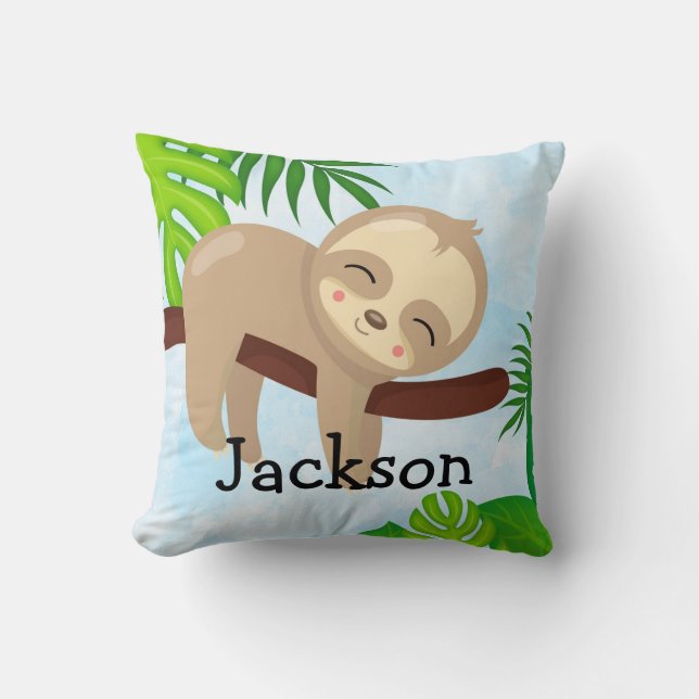 Personlig Baby Sloth Nursery Kids Kudde (Framsida)