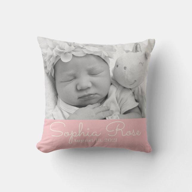 Personlig Baby Stats Gift for Girl Dekorativ kudde (Framsida)