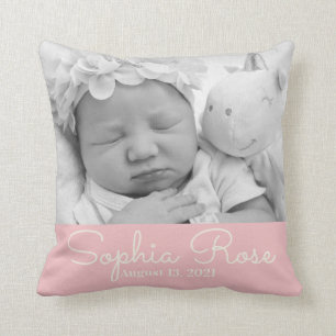 Personlig Baby Stats Gift for Girl Dekorativ kudde