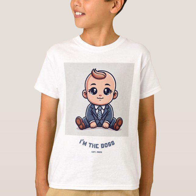 Personlig Baby T-shirt - "Jag är Chef" (Framsida)