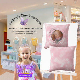 Personlig Baby Throw Girl Pillow Kudde