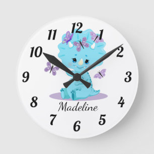 Personlig Baby Triceratops - Dinosaur Round Clo Rund Klocka