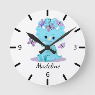 Personlig Baby Triceratops - Dinosaur Rund Klocka