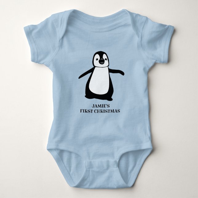 Personlig Baby under den första jul | Cute penguin T Shirt (Framsida)