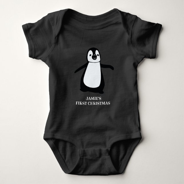 Personlig Baby under den första jul | Cute penguin T Shirt (Framsida)