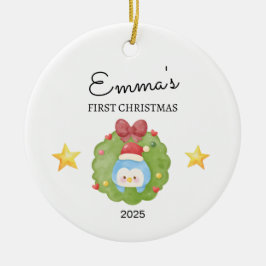 Personlig Baby under första julen, Penguin Gift Julgransprydnad Keramik