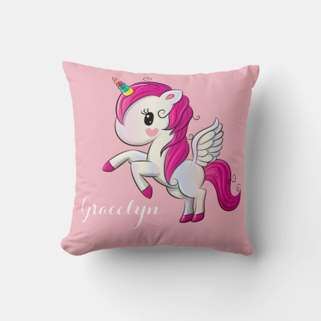 Personlig Baby Unicorn Kudde (Framsida)