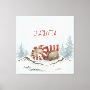 Personlig Baby Väggkonst, Sovande Björn Nurseries Canvastryck