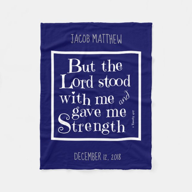 Personlig Baby, Verse från Timothy, marinblått Fleecefilt (Framsidan)