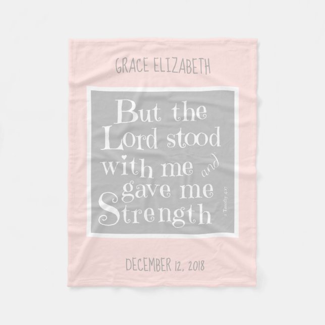 Personlig Baby, Verse från Timothy, rosa/grått Fleecefilt (Framsidan)