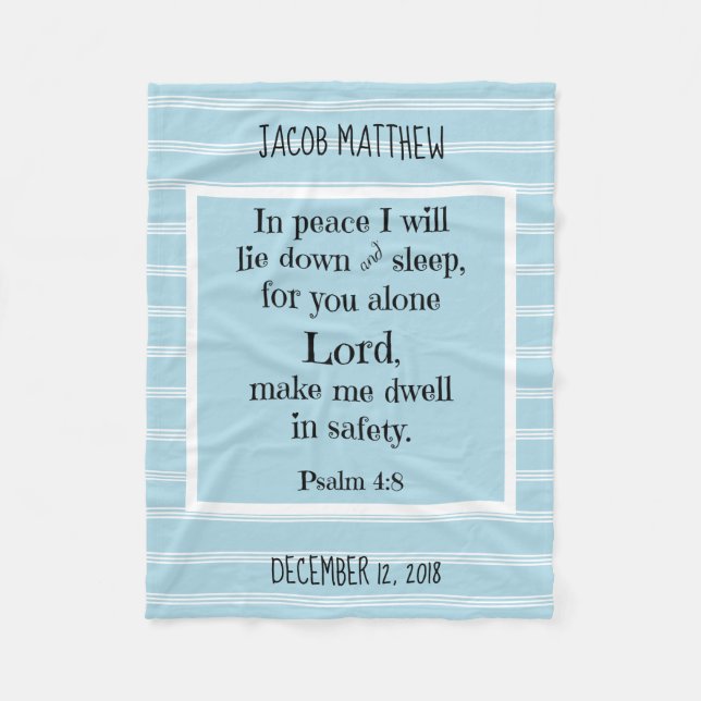 Personlig Baby, w Natt Prayer (Psalm 4:8) Fleecefilt (Framsidan)