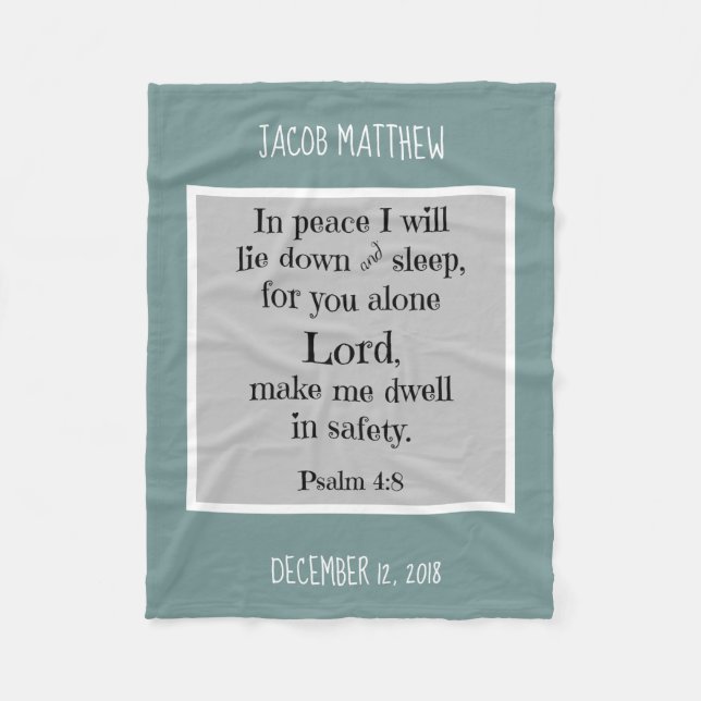 Personlig Baby, w Natt Prayer (Psalm 4:8) Fleecefilt (Framsidan)