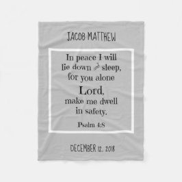 Personlig Baby, w Natt Prayer (Psalm 4:8) Fleecefilt