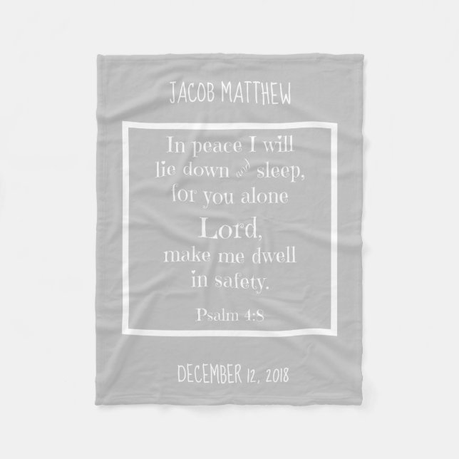 Personlig Baby, w Natt Prayer (Psalm 4:8) Fleecefilt (Framsidan)
